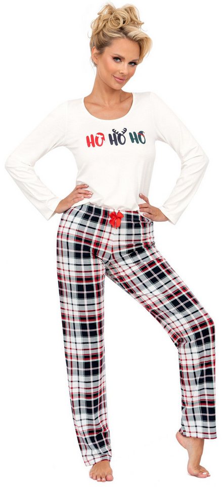 Donna Schlafanzug HoHoHo (Set, 2 tlg., 2-teilig) Damen Pyjama lang 2-teilig Langarm Baumwolle Winter von Donna
