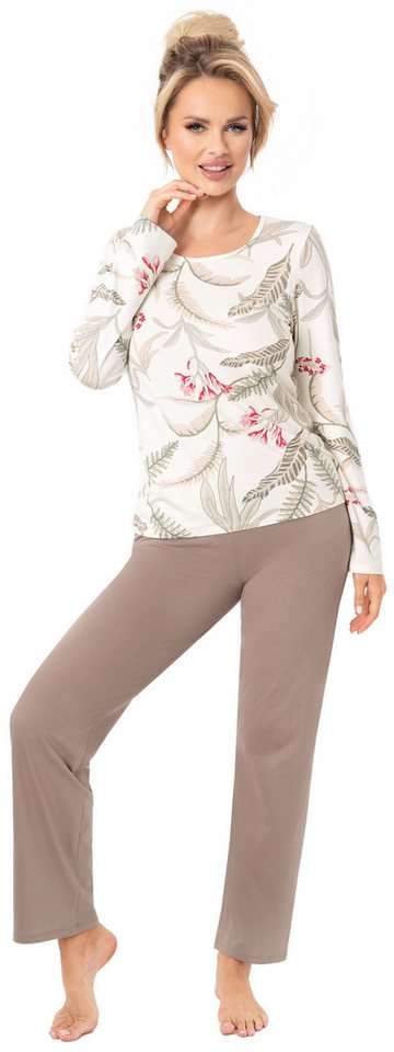 Donna Schlafanzug Michelle (Set, 2 tlg., 2-teilig) Damen Pyjama lang 2-teilig Langarm Viskose Winter von Donna
