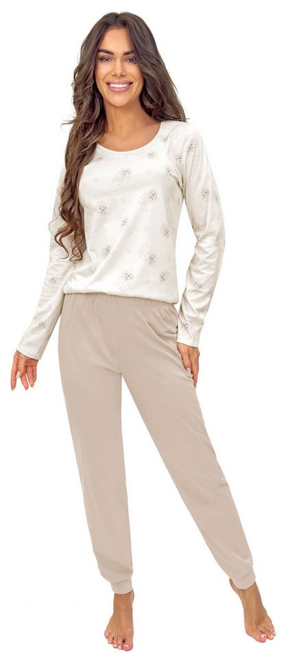 Donna Schlafanzug Sandi (Set, 2 tlg., 2-teilig) Damen Pyjama lang 2-teilig Langarm Baumwolle Winter von Donna