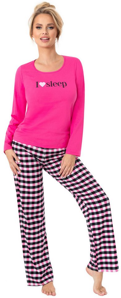 Donna Schlafanzug Sleep (Set, 2 tlg., 2-teilig) Damen Pyjama lang 2-teilig Langarm Baumwolle Winter von Donna