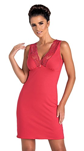 Donna verführerisches und sehr edles Nachthemd/Negligee/Sleepshirt mit eleganter Spitze (L (40), Koralle) von Donna