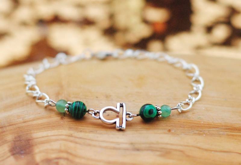 Armschmuck Waage Versilbert Mit Malachit Und Aventurin - Sternzeichen Schmuck von DonnaAnnaSchmuck