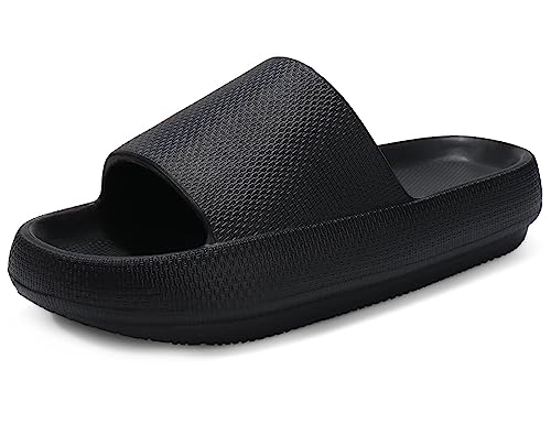 Donpapa Badeschuhe Damen Original Badeschlappen rutschfest Hausschuhe Badelatschen Pantoletten Herren Sommer Cozy Schlappen YZ Schwarz 39-40 von Donpapa