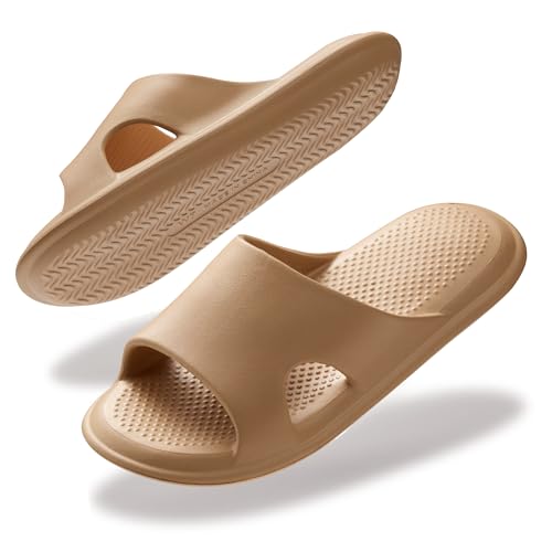 Donpapa Badeschuhe Damen Herren Weich Badeschlappen rutschfest Schnell Trocknend Hausschuhe Sommer Dusche Schuhe Indoor Outdoor Braun W9 EU39-40 von Donpapa