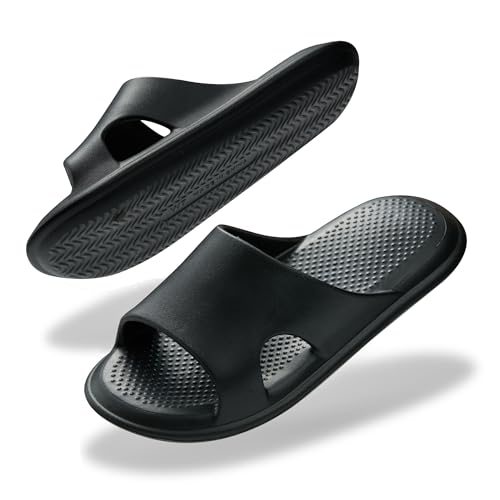Donpapa Badeschuhe Damen Herren Weich Badeschlappen rutschfest Schnell Trocknend Hausschuhe Sommer Dusche Schuhe Indoor Outdoor Schwarz W7 EU37-38 von Donpapa