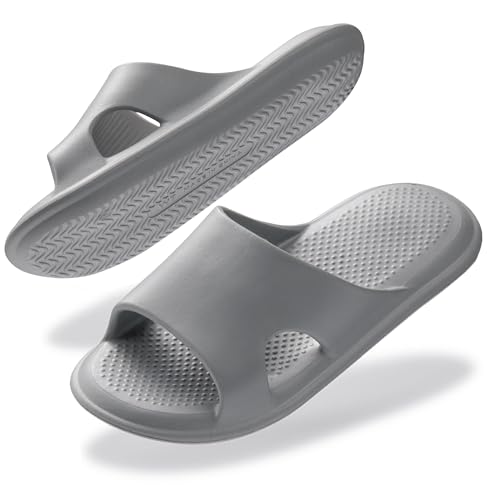 Donpapa Badeschuhe Damen Herren Weich Badeschlappen rutschfest Schnell Trocknend Hausschuhe Sommer Dusche Schuhe Indoor Outdoor Dunkelgrau W10 EU40-41 von Donpapa