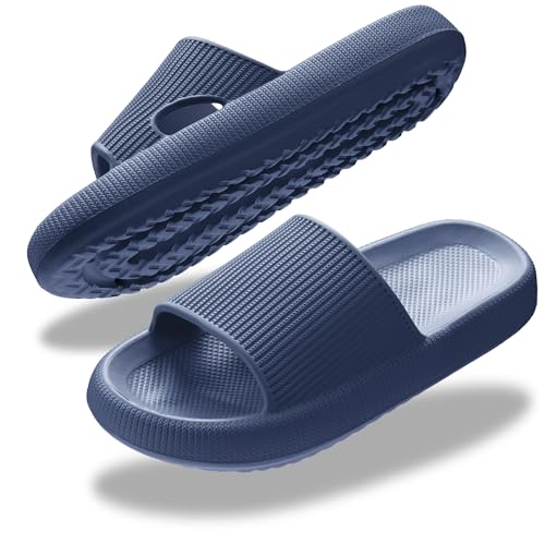 Donpapa Badeschuhe Damen Herren Weich Hausschuhe rutschfest Badeschlappen Leicht Sommer Dusche Indoor Outdoor Schlappen Flops Blau 280 von Donpapa