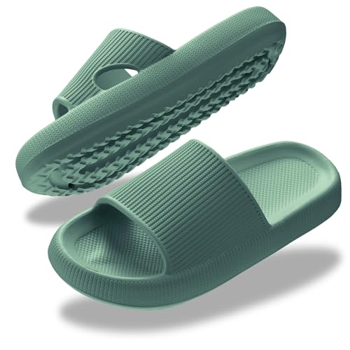 Donpapa Badeschuhe Damen Herren Weich Hausschuhe rutschfest Badeschlappen Leicht Sommer Dusche Indoor Outdoor Schlappen Flops Grün 280 von Donpapa