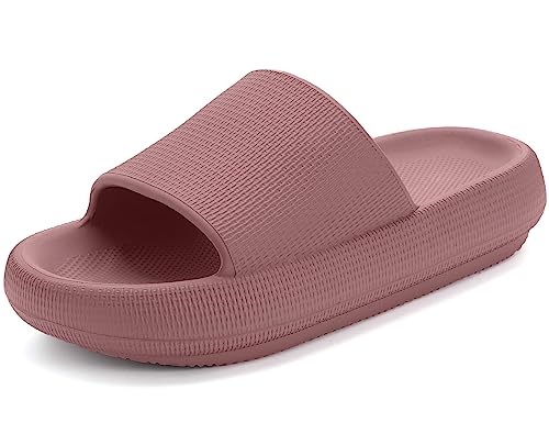 Donpapa Badeschuhe Damen Original Badeschlappen rutschfest Hausschuhe Badelatschen Pantoletten Herren Sommer Cozy Cloud Slides Schlappen YZ Rotbraun 40-41 von Donpapa