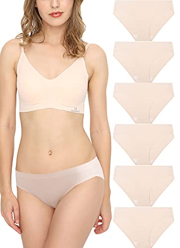 Donppa Damen Slip Unsichtbar Unterwäsche Seamless Unterhose Nahtlos Panties Microfaser Hipster Brazilian 6 Pack Aprikose L von Donppa