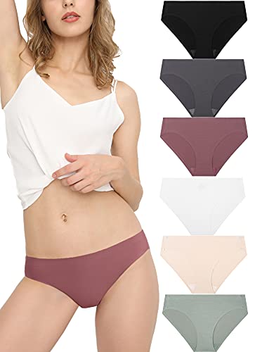 Donppa Damen Slip Unsichtbar Unterwäsche Seamless Unterhose Nahtlos Panties Microfaser Hipster Brazilian 6 Pack Mehrfarbig M von Donppa