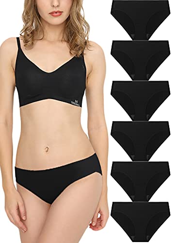 Donppa Damen Slip Unsichtbar Unterwäsche Seamless Unterhose Nahtlos Panties Microfaser Hipster Brazilian 6 Pack Schwarz L von Donppa