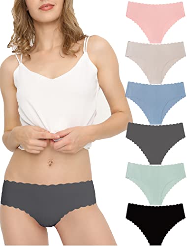 Donpapa Damen Unterwäsche Nahtlos Slips Seamless Panties Hipster Mikrofaser Bequeme Unterhosen Streifen Bikinis Taillenslips 6 Pack (Bunt M) von Donpapa