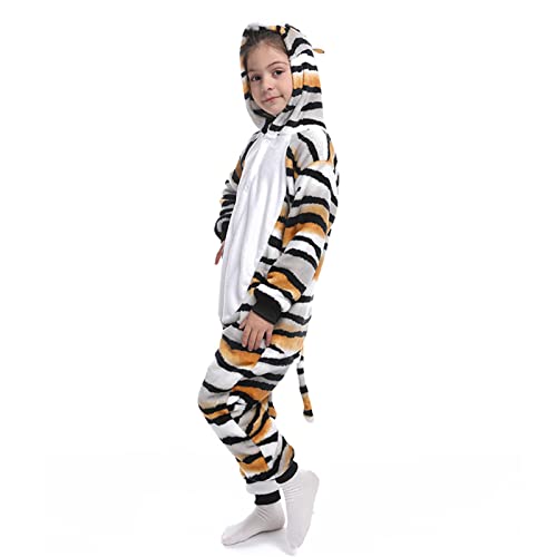 Donpeer Katze Jumpsuit Onesie Tier Kostüm,Fasching Karneval Halloween Kostüm,Kinder Mädchen Junge Sleepsuit Overall Pyjama,Unisex Lounge Cosplay Schlafanzug 120(110~120cm) -A166 von Donpeer