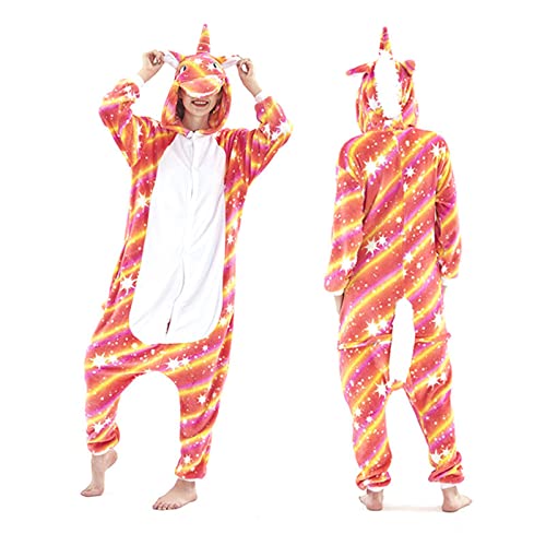 Donpeer Rotes Einhorn Jumpsuit Onesie Tier Kostüm,Fasching Karneval Halloween Kostüm,Kinder Mädchen Junge Sleepsuit Overall Pyjama,Unisex Lounge Cosplay Schlafanzug 100(90~100cm) -A60 von Donpeer