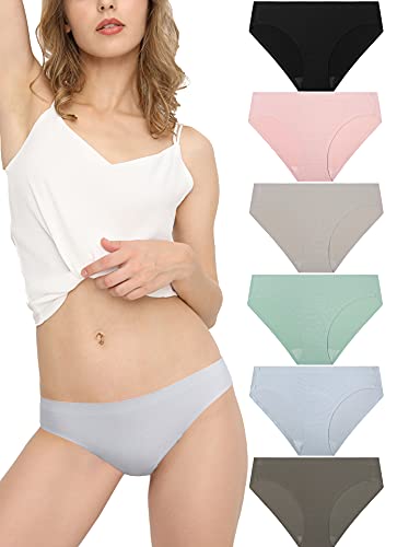 Donppa Damen Slip Unsichtbar Unterwäsche Seamless Unterhose Nahtlos Panties Microfaser Hipster Brazilian 6 Pack Morandi L von Donppa