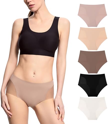 Donppa Unterhosen Damen Seamless Slips Weich Nahtlos Hipster Stretch Atmungsaktiv Mesh Unterwäsche Frauen Mittlere Taille Mehrfarbig L von Donppa