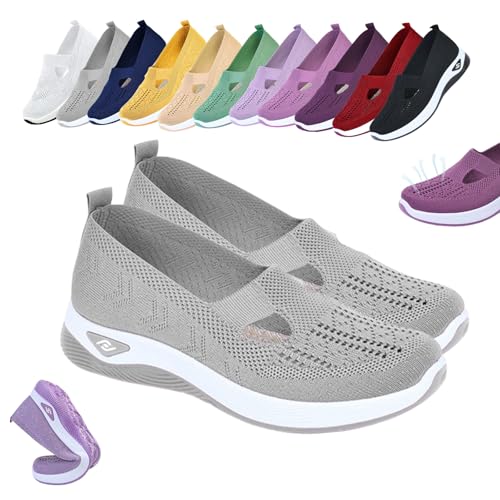 Annelie Schuhe Damen,Weite Orthopädische Slip On Sommerschuhe,Leicht Bequeme Mesh Schuhe Walkingschuhe Sneaker (B,38) von Donubiiu