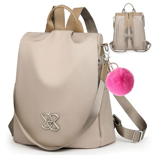 Anti-Theft Large Capacity Backpack, Waterproof Lightweight Crossbody Oxford Cloth Shoulder Bag for Women (Off-White) von Donubiiu