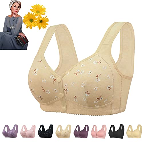 Daisy Bra,Lisa Charm Daisy Bra,Comfortable & Convenient Front Button Bra for Women (Beige,XL-Fits 36E / 38BC / 40AB) von Donubiiu