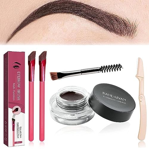 Donubiiu 4d Laminierte Augenbrauen Starter Kit Anjoize, 4d Laminierte Augenbrauen Pinsel, Anjoize Augenbrauenstift 4d Wasserfest, Augenbrauenbürste Mit Farbe, Brow Eyebrow Brush (Black Set) von Donubiiu