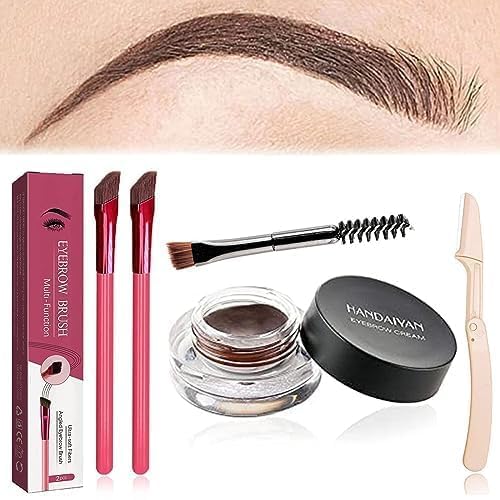 Donubiiu 4d Laminierte Augenbrauen Starter Kit Anjoize, 4d Laminierte Augenbrauen Pinsel, Anjoize Augenbrauenstift 4d Wasserfest, Augenbrauenbürste Mit Farbe, Brow Eyebrow Brush (Dark Brow Set) von Donubiiu