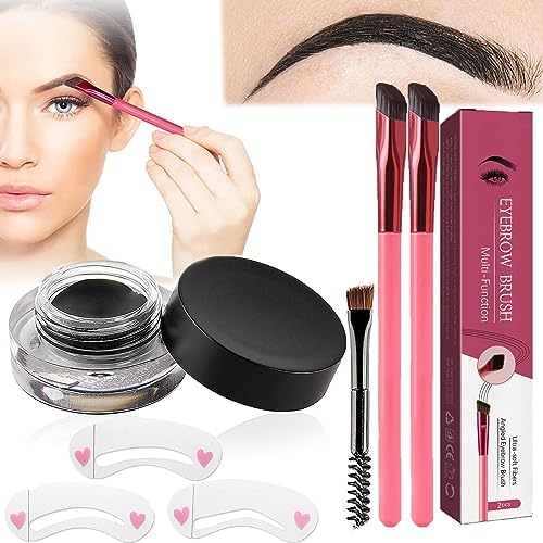 Donubiiu Anjoize 4d-Laminiertes Augenbrauen-Home-Grooming-Kit, Anjoize Augenbrauenstift, Augenbrauenbürste Mit Farbe, 4d Laminiertes Augenbrauen, Multi Function Eyebrow Brush (Black) von Donubiiu