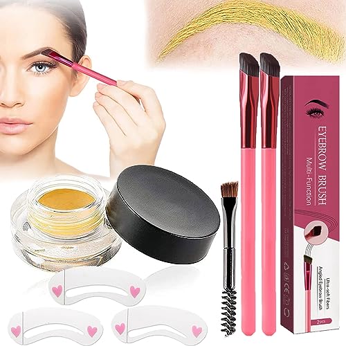 Donubiiu Anjoize 4d-Laminiertes Augenbrauen-Home-Grooming-Kit, Anjoize Augenbrauenstift, Augenbrauenbürste Mit Farbe, 4d Laminiertes Augenbrauen, Multi Function Eyebrow Brush (Daffodil) von Donubiiu