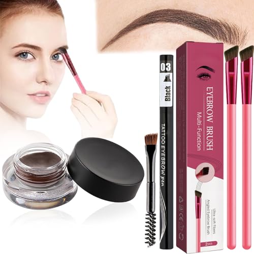 Donubiiu Anjoize 4d-Laminiertes Augenbrauen-Home-Grooming-Kit, Anjoize Augenbrauenstift, Augenbrauenbürste Mit Farbe, 4d Laminiertes Augenbrauen, Multi Function Eyebrow Brush (Dark Brown) von Donubiiu