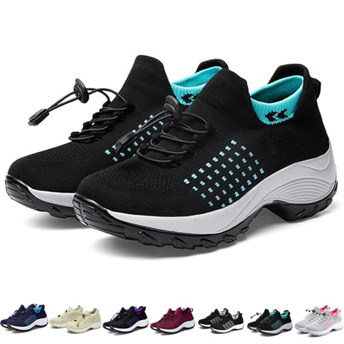 Donubiiu Artvive Orthopädische Schuhe, Artvive Schuhe, OrthopäDische Komfortschuhe FüR Frauen, Modische Sockenschuhe, Atmungsaktive Mesh-Tennis-Sneaker (Black-D,42EU) von Donubiiu