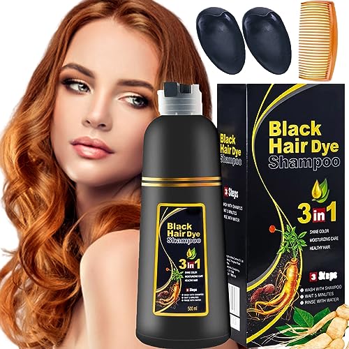 Donubiiu Chao Canas Shampoo Super Bonita, Super Bonita Chao Canas Y Tratamiento, Black Hair Dye Shampoo 3 in 1, Herbal Hair Dye Shampoo 3 In 1, Hair Dye Shampoo for Women and Men (Black) von Donubiiu