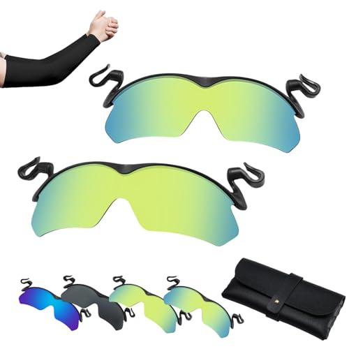 Donubiiu Clip Cap Sports Sunglasses, Mountain Bike Sunglasses, Mens Clip On Sunglasses, For Fishing Biking Hiking Cycling, Clip Cap Sunglasses (2PCS-A) von Donubiiu