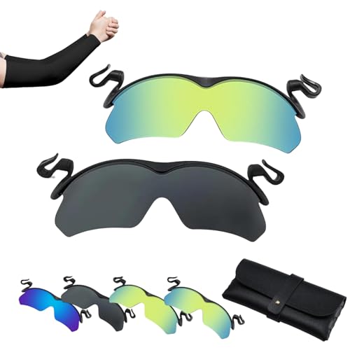 Donubiiu Clip Cap Sports Sunglasses, Mountain Bike Sunglasses, Mens Clip On Sunglasses, For Fishing Biking Hiking Cycling, Clip Cap Sunglasses (2PCS-B) von Donubiiu