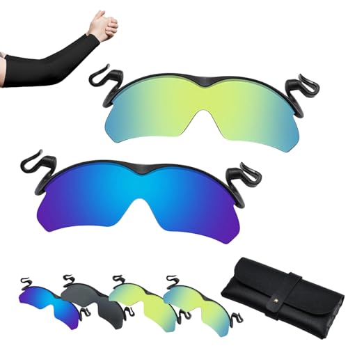 Donubiiu Clip Cap Sports Sunglasses, Mountain Bike Sunglasses, Mens Clip On Sunglasses, For Fishing Biking Hiking Cycling, Clip Cap Sunglasses (2PCS-C) von Donubiiu