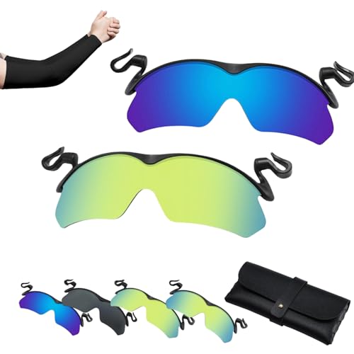 Donubiiu Clip Cap Sports Sunglasses, Mountain Bike Sunglasses, Mens Clip On Sunglasses, For Fishing Biking Hiking Cycling, Clip Cap Sunglasses (2PCS-E) von Donubiiu