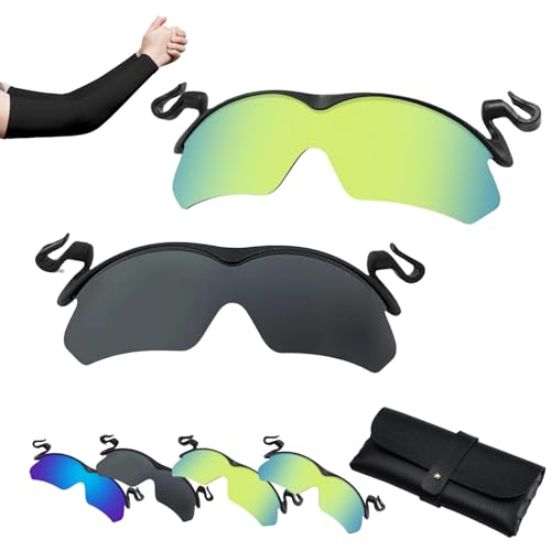 Donubiiu Clip Cap Sports Sunglasses, Mountain Bike Sunglasses, Mens Clip On Sunglasses, For Fishing Biking Hiking Cycling, Clip Cap Sunglasses (2PCS-F) von Donubiiu