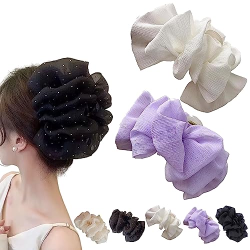 Donubiiu Elegante Damen Haifischklammer, Elegante Haifischklammer, Damen Haifischklammer, Bow Bubble Clips, Haarschleifen Clip, Haarspangen Für Frauen Mädchen (2pcs A) von Donubiiu