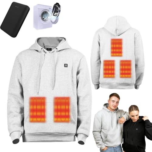 Donubiiu HeatHoody, Heathoody - Beheizbarer Hoodie,Heathoody - Beheizbarer Kapuzenpulli Unisex, HeatHoody - 3 Heat Levels - The Original (Grau-mit Powerbank,M) von Donubiiu