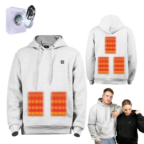 Donubiiu HeatHoody, Heathoody - Beheizbarer Hoodie,Heathoody - Beheizbarer Kapuzenpulli Unisex, HeatHoody - 3 Heat Levels - The Original (Grau-ohne Powerbank,XXL) von Donubiiu