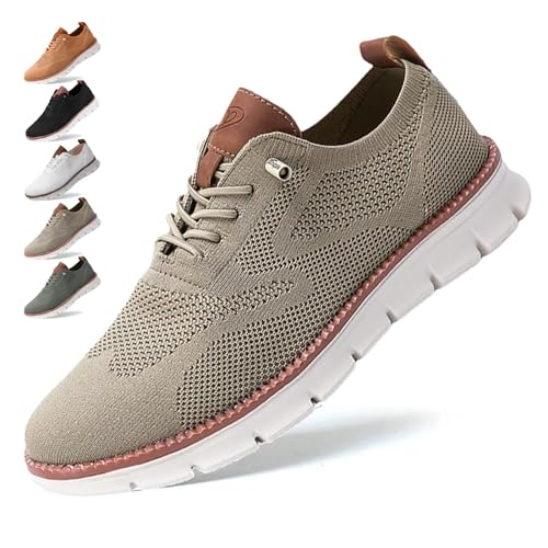 Donubiiu Herren Schuhe Wearbreeze, Urban – Ultra Bequeme Schuhe, Breeze Schuhe,Herrenschuhe Wearbreeze, Oxfords Business Walking Tennis Mesh Dress Sneakers Orthopädische Schuhe (Khaki,44) von Donubiiu