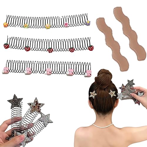 Donubiiu Invisible Star Hair Clip, Stretchable Invisible Hair Clips,Invisible Star Shaped Hair Clip,U Shape Hair Finishing Fixer Comb,Cute Invisible Hair Holder,Hair Styling Tools for Girls (3PCS-E) von Donubiiu