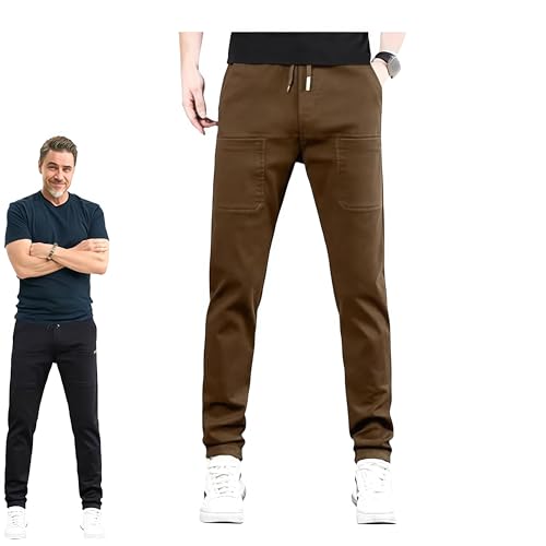 Donubiiu MultiPants – High Stretch Multi-Pocket Durable Cargo Pants, MultiPants – Strapazierfähige Cargohose mit hoher Elastizität und Mehreren Taschen (Brown,XXL) von Donubiiu