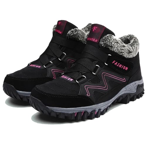 Donubiiu OrthoFree Gesundheitsschuhe,OrthoFree Solvema Orthopädische Winterschuhe, Schneefeste Schuhe Mit Herausnehmbarer Sohle, Winterschuhe Herren Damen Warm Gefütterte (Schwarz Rosa,38.5) von Donubiiu