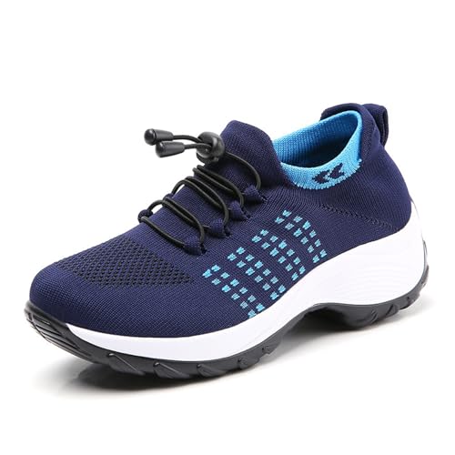 Donubiiu Orthofit,Orthofit Komfortschuhe FüR Frauen,Orthofit Schuhe Damen-,Modische Atmungsaktive Sportschuhe, OrthopäDische Slip-On-Wanderschuhe for Damen (Blau,36) von Donubiiu