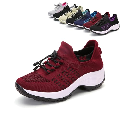 Donubiiu Orthofit Schuhe Damen, Orthofit, Bergxperten OrthopäDische Schuhe, Orthofit Schuhe, Orthofit - Ergonomische Schmerzlindernde Komfort-Schuhe FüR Damen (Rot,42) von Donubiiu