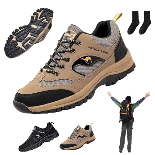 Donubiiu Orthotrip-Ergonomische Schmerzlindernde Komfortschuhe, Trekkingschuhe Leichte Outdoor Atmungsaktiv Herren Schuhe, Freizeit OrthopäDische Wanderschuhe (40,Braun) von Donubiiu