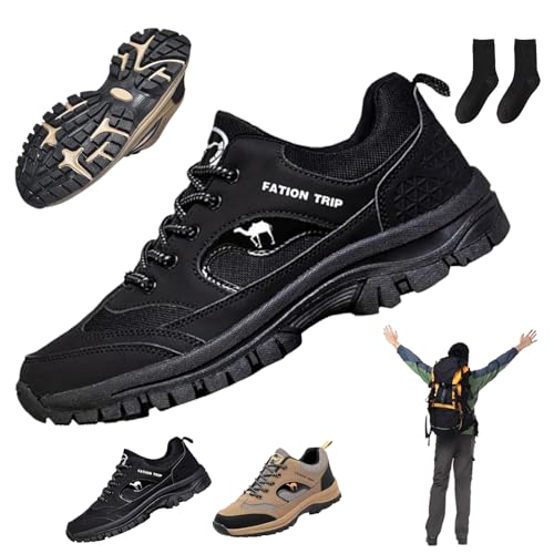 Donubiiu Orthotrip-Ergonomische Schmerzlindernde Komfortschuhe, Trekkingschuhe Leichte Outdoor Atmungsaktiv Herren Schuhe, Freizeit OrthopäDische Wanderschuhe (40,Schwarz) von Donubiiu