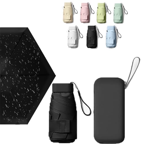 Donubiiu Serenosole Mini-Schirm,MüHelos Mitzunehmen, Mini-Taschenregenschirm,Mini Regenschirm Ultraleicht (Schwarz) von Donubiiu