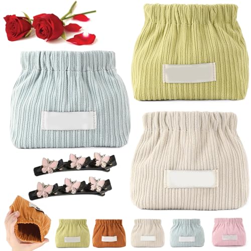 Donubiiu Shrapnel Portable Pouch, Corduroy Popper Organizer-Corduroy Elastic Hair Tie Organizer, Popper Organizer for Purse, Corduroy Elastic Pouch, Corduroy Pouch Storage Bag (3pcs B) von Donubiiu