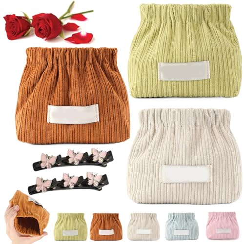 Donubiiu Shrapnel Portable Pouch, Corduroy Popper Organizer-Corduroy Elastic Hair Tie Organizer, Popper Organizer for Purse, Corduroy Elastic Pouch, Corduroy Pouch Storage Bag (3pcs C) von Donubiiu